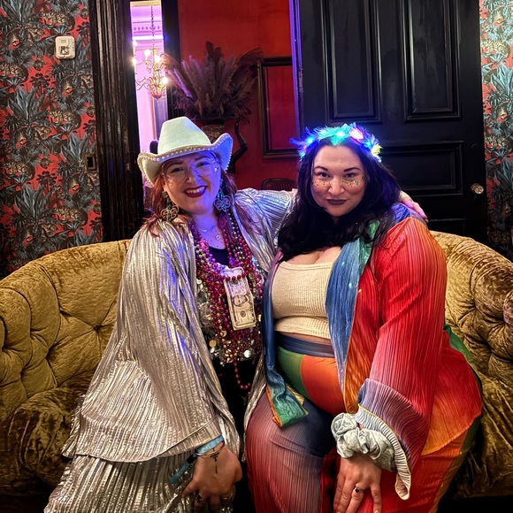 Dressed in Lala Long Sleeve Plissé Set in Prismatic Rainbow - 3XL - Picture 3 of 3